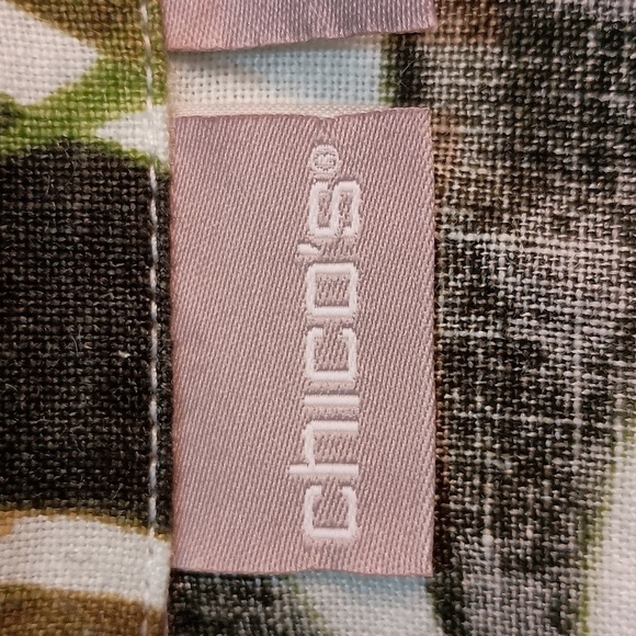 ⭐️Chico's Zip-Front Tropical-Print 3/4 Sleeves 100% Linen Jacket NWT - Picture 3 of 13